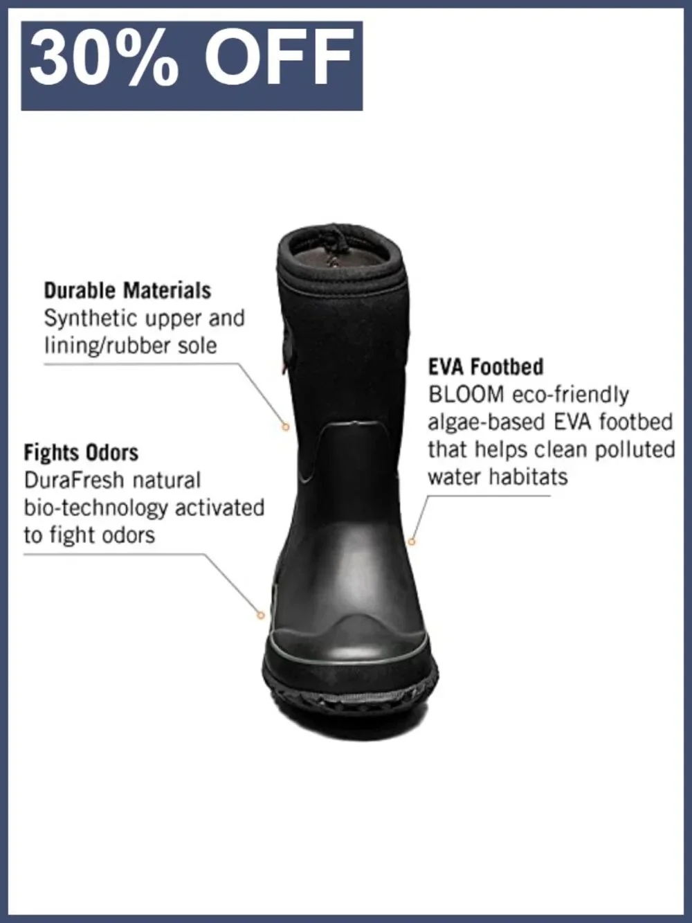 Kids Waterproof Insulated Winter Snow Boots with Easy-On Handles